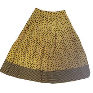 ALEX COLMAN SPORTSWEAR Vintage 70s Bright‎ Yellow/Black Pattern Midi Skirt XS